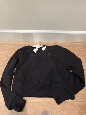 Brand new authentic Black Crewneck Sweatshirt with Logo Embellishment